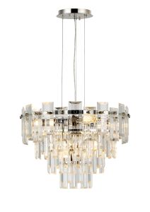 Anson 41cm Pendant 6 Light E14, Polished Nickel/Clear Glass