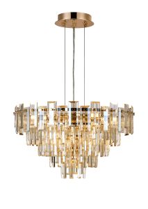 Anson 61cm Pendant 10 Light E14, French Gold/Champagne Glass