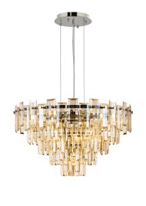 Anson 61cm Pendant 10 Light E14, Polished Nickel/Champagne Glass