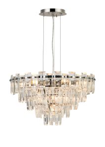 Anson 61cm Pendant 10 Light E14, Polished Nickel/Clear Glass