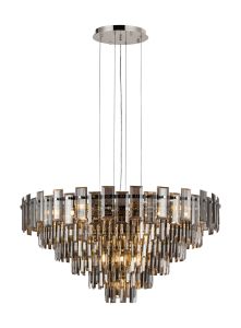 Anson 81cm Pendant 13 Light E14, Polished Nickel/Smoke Glass Item Weight: 15.6kg