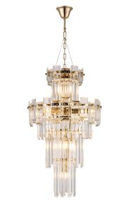 Anson 41cm Tall Pendant 9 Light E14, French Gold/Clear Glass