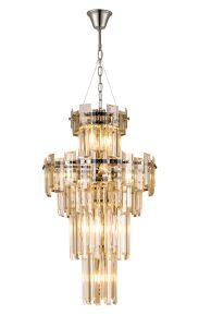 Anson 41cm Tall Pendant 9 Light E14, Polished Nickel/Champagne Glass