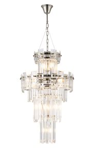 Anson 41cm Tall Pendant 9 Light E14, Polished Nickel/Clear Glass