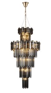 Anson 61cm Tall Pendant 17 Light E14, French Gold/Smoke Glass Item Weight: 21.8kg