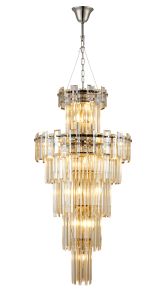 Anson 61cm Tall Pendant 17 Light E14, Polished Nickel/Champagne Glass Item Weight: 21.8kg