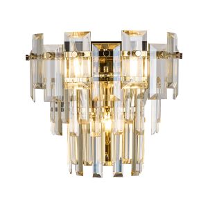 Anson Wall Lamp 2 Light E14, French Gold/Champagne Glass