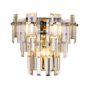 Anson Wall Lamp 2 Light E14, Polished Nickel/Champagne Glass