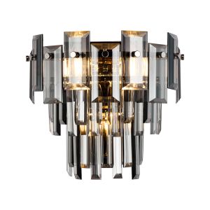 Anson Wall Lamp 2 Light E14, Polished Nickel/Smoke Glass