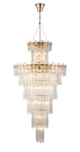 Anson 81cm Tall Pendant 27 Light E14, French Gold/Clear Glass Item Weight: 35kg