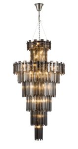 Anson 81cm Tall Pendant 27 Light E14, Polished Nickel/Smoke Glass Item Weight: 35kg