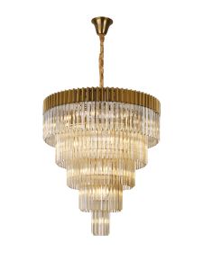 Vita 96cm 5 Tier 23 Light E14, Brass/Cognac Sculpted Glass Item Weight: 48kg