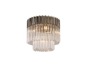 Vita 45cm Flush Ceiling Round 5 Light E14, Polished Nickel/Clear Sculpted Glass