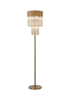 Vita 35 x 168cm Floor Lamp 5 Light E14, Brass/Cognac Sculpted Glass Item Weight: 16.5kg