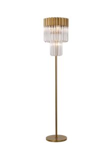 Vita 35 x 168cm Floor Lamp 5 Light E14, Brass/Clear Sculpted Glass Item Weight: 16.5kg