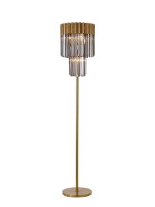 Vita 35 x 168cm Floor Lamp 5 Light E14, Brass/Smoked Sculpted Glass Item Weight: 16.5kg