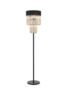 Vita 35 x 168cm Floor Lamp 5 Light E14, Matt Black/Cognac Sculpted Glass Item Weight: 16.5kg