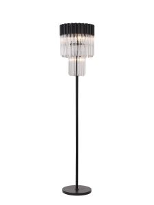 Vita 35 x 168cm Floor Lamp 5 Light E14, Matt Black/Clear Sculpted Glass Item Weight: 16.5kg