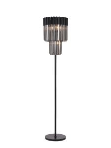 Vita 35 x 168cm Floor Lamp 5 Light E14, Matt Black/Smoked Sculpted Glass Item Weight: 16.5kg