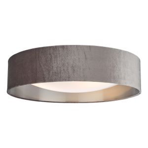 Nysa 3 Light E27 Mink Velvet Flush Ceiling Light C/W 60cm Shade