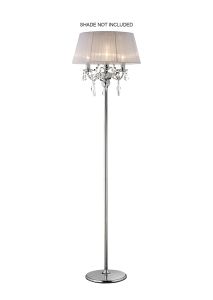 Olivia Floor Lamp Without Shade 3 Light E14 Polished Chrome/Crystal, NOT LED/CFL Compatible