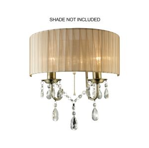 Olivia Wall Lamp Without Shade 2 Light E14 Antique Brass/Crystal