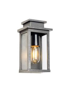 Bahia 24cm Wall Lamp, 1 x E27, IP44, Black/Brushed Silver, 2yrs Warranty