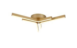 Crespi 53cm 3 Arm Flush Ceiling, 24W LED, 3000K, 700lm, Painted Gold, 3yrs Warranty