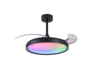 Siberia 50W LED Dimmable White/RGB Ceiling Light With Built-In 30W DC Fan, 3000-6500K Remote Control, 3200lm, Black, 5yrs Warranty