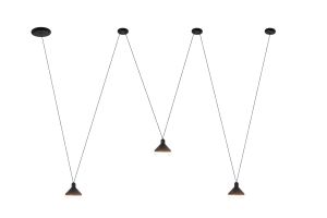 Sirio 3 Light Linear Pendant , 24W LED, 3000K, 1770lm, Black, 3yrs Warranty