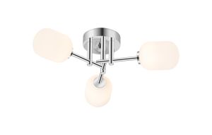 Gana 46cm Semi Flush Ceiling Round, 3 Light G9, IP44, Polished Chrome/Opal Smooth Tubular Glass