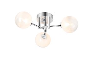 Gana 44.5cm Semi Flush Ceiling Round, 3 Light G9, IP44, Polished Chrome/White Two-Tone Snow Specks Round Glass