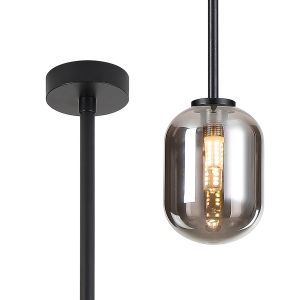 Gana 9cm Telescopic Pendant Kit, 1 Light G9, IP44, Satin Black/Smoke Smooth Tubular Glass