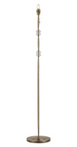 Lexo Floor Lamp Without Shade, 1 Light E27, Antique Brass/Clear Crystal