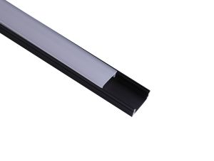 Tiras LED Strips 2m Aluminium Profile With Diffuser, 17 x 8.5mm, Suitable For Tiras LED Strips, Black, 3yrs Warranty