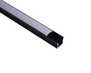 Tiras LED Strips 2m Aluminium Profile With Diffuser, 17 x 15.3mm, Suitable For Tiras LED Strips, Black, 3yrs Warranty