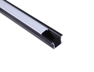 Tiras LED Strips 2m Recessed Aluminium Profile With Diffuser, 17 x 15.3mm, Suitable For Tiras LED Strips, Black, 3yrs Warranty