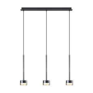 Tonic Linear Pendant, 3 Light, With Replaceable 12W LEDs, 3000K, Bronze/Black/Bronze Glass