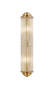 Toscano 2 Light Glass Rod Wall, E14, IP44, Gold/Clear Glass Rods