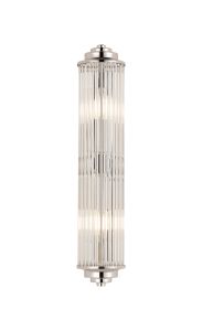 Toscano 2 Light Glass Rod Wall, E14, IP44, Polished Nickel/Clear Glass Rods