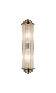 Toscano 2 Light Glass Rod Wall, G9, IP44, Antique Brass/Clear Glass Rods