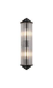 Toscano 2 Light Glass Rod Wall, G9, IP44, Satin Black/Clear Glass Rods