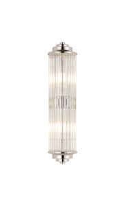 Toscano 2 Light Glass Rod Wall, G9, IP44, Polished Nickel/Clear Glass Rods