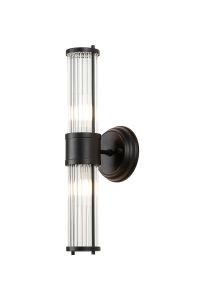 Toscano 2 Light Glass Rod Wall Up & Down, E14, IP44, Satin Black