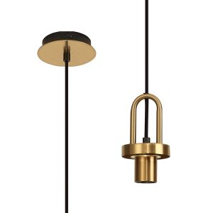 Urasawa 12cm Mini 1 Light Pendant, (FRAME ONLY), 1 x E27, Brass Gold/Matt Black