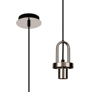 Urasawa 12cm Mini 1 Light Pendant, (FRAME ONLY), 1 x E27, Polished Nickel/Matt Black