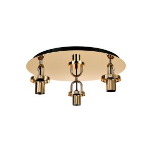 Urasawa 45cm Light Flush Ceiling Light, (FRAME ONLY), 3 x E27, French Gold