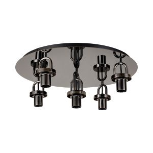 Urasawa 55cm Light Flush Ceiling Light, (FRAME ONLY), 5 x E27, Black Chrome