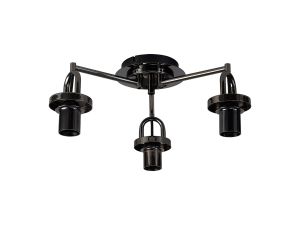 Urasawa 44.5cm Semi Flush Ceiling Light, (FRAME ONLY), 3 x E27, Black Chrome