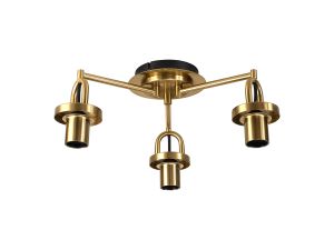 Urasawa 44.5cm Semi Flush Ceiling Light, (FRAME ONLY), 3 x E27, Brass Gold